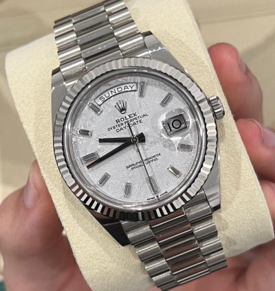 Rolex Day-date 40 2023 White Gold Day-date 40 Meteorite Baguette Dial Unworn Box And Papers 228239