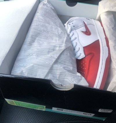 Supreme Sb Dunk Low Red White White Red Varsity Red