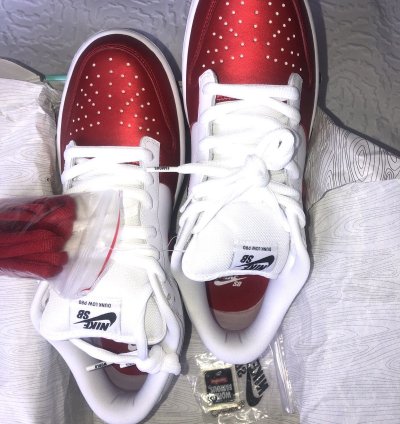 Supreme Sb Dunk Low Red White White Red Varsity Red