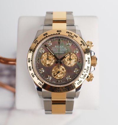 Rolex Daytona 40mm Steel Yellow Gold Tahitian Mother Of Pearl Diamond Dial 116503