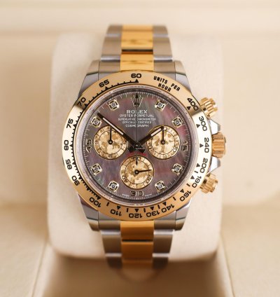 Rolex Daytona 40mm Steel Yellow Gold Tahitian Mother Of Pearl Diamond Dial 116503