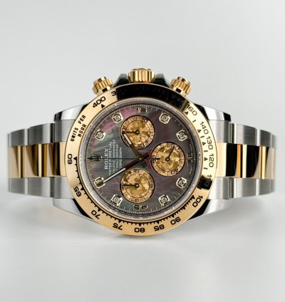 Rolex Daytona 40mm Steel Yellow Gold Tahitian Mother Of Pearl Diamond Dial 116503