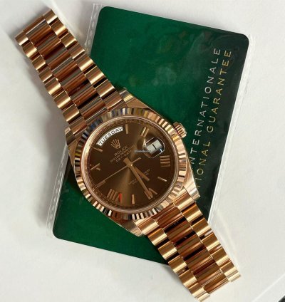 Rolex Day-date 40 2024 Rose Gold Day-date 40 Chocolate Roman Dial 228235 Unworn Box And Papers