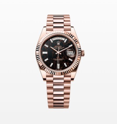 Rolex Day-date 40 2024 Rose Gold Day-date 40 Eisenkiesel Baguette Dial 228235 Unworn Box And Papers