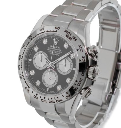 Rolex Daytona 40mm White Gold Black Diamond Dial White Gold Bezel 126509