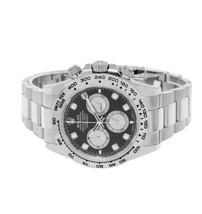 Rolex Daytona 40mm White Gold Black Diamond Dial White Gold Bezel 126509