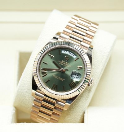 Rolex Day-date 40 2024 Rose Gold Day-date 40 Olive Green Dial Unworn Box And Papers 228235