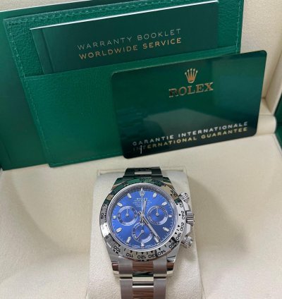 Rolex Daytona 40mm White Gold Cosmograph Blue Index Dial 116509