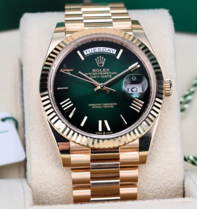 Rolex Day-date 40 2024 Unworn New Green Ombre Dial 40mmyellow Gold President 228238