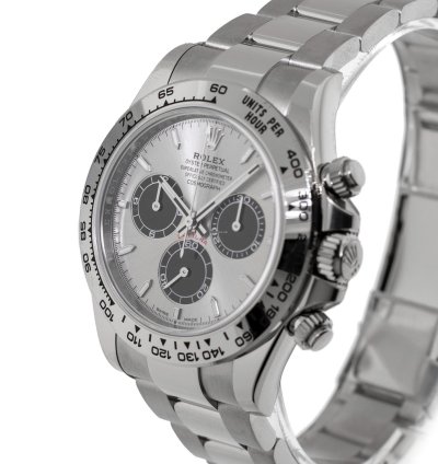 Rolex Daytona 40mm White Gold Silver Index Dial White Gold Bezel 126509