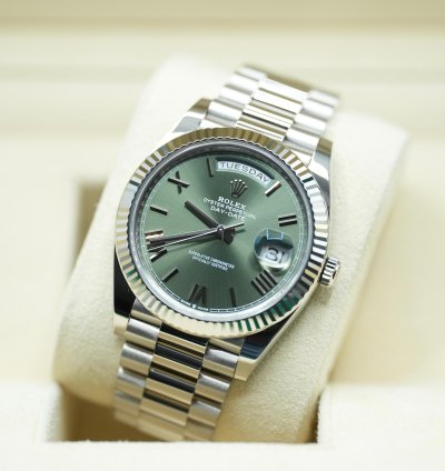Rolex Day-date 40 2024 White Gold Day-date 40 Green Olive Dial Unworn Box And Papers 228239