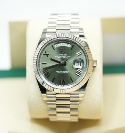 Rolex Day-date 40 2024 White Gold Day-date 40 Green Olive Dial Unworn Box And Papers 228239