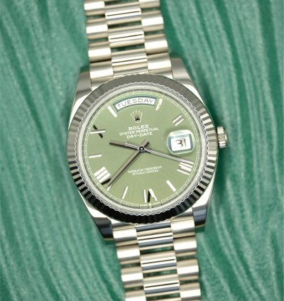 Rolex Day-date 40 2024 White Gold Day-date 40 Green Olive Dial Unworn Box And Papers 228239