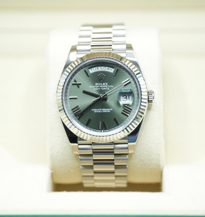 Rolex Day-date 40 2024 White Gold Day-date 40 Green Olive Dial Unworn Box And Papers 228239