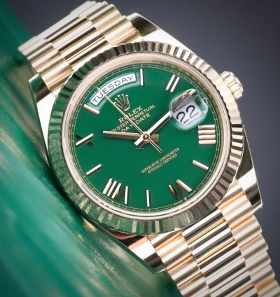 Rolex Day-date 40 2025 Complete Set Money Green Dial Yellow Gold Day Date Presidential 228238