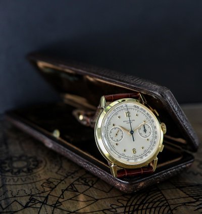 Patek Philippe Chronograph Vintage Chronograph 18kt Yellow Gold Spider Lugs Ref 1579 From Year 1953