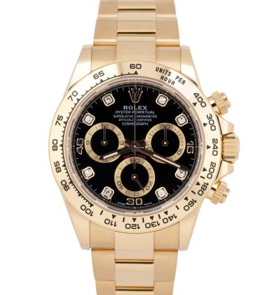 Rolex Daytona 40mm Yellow Gold Black Diamond Dial 116508