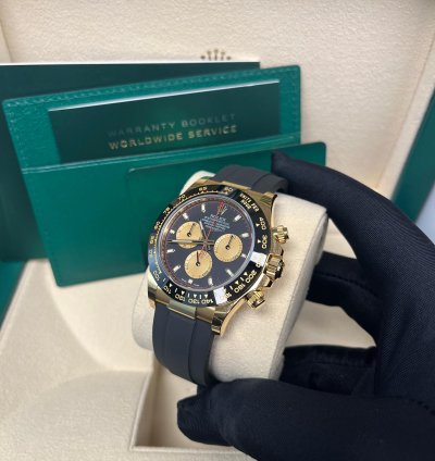Rolex Daytona 40mm Yellow Gold Black Paul Newman Index Dial Oysterflex 116518ln