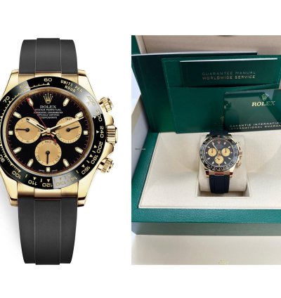 Rolex Daytona 40mm Yellow Gold Black Paul Newman Index Dial Oysterflex 116518ln