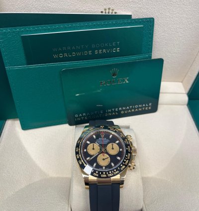 Rolex Daytona 40mm Yellow Gold Black Paul Newman Index Dial Oysterflex 116518ln