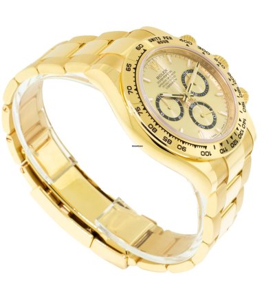 Rolex Daytona 40mm Yellow Gold Champagne Index Dial Gold Bezel 126508