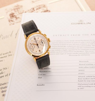 Patek Philippe Chronograph Yellow Gold Chronograph Ref 1579 Retailed By Gubelin In Extraordinary Condition