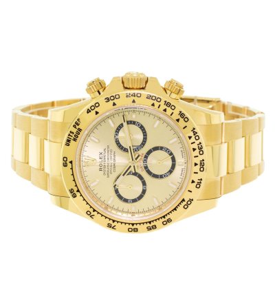 Rolex Daytona 40mm Yellow Gold Champagne Index Dial Gold Bezel 126508