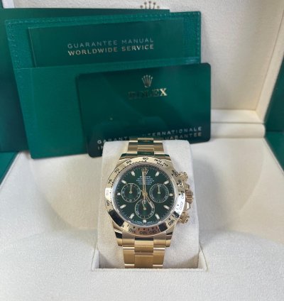 Rolex Daytona 40mm Yellow Gold Cosmograph Green Index Dial 116508
