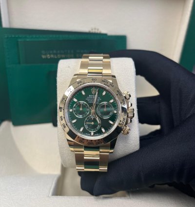 Rolex Daytona 40mm Yellow Gold Cosmograph Green Index Dial 116508