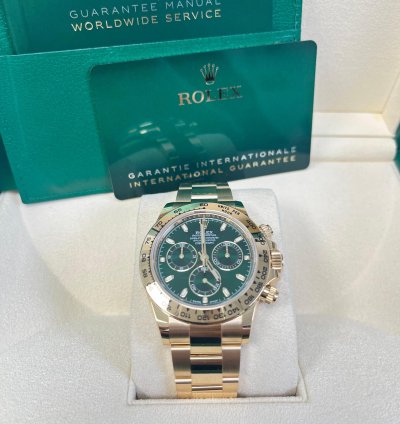 Rolex Daytona 40mm Yellow Gold Cosmograph Green Index Dial 116508