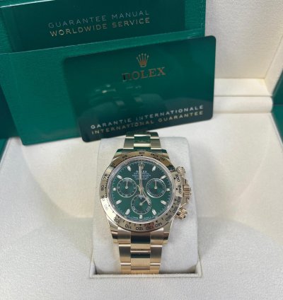 Rolex Daytona 40mm Yellow Gold Cosmograph Green Index Dial 116508