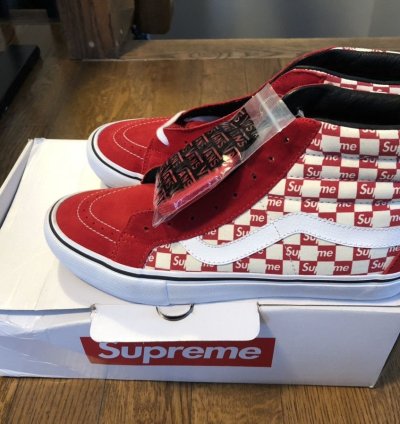 Supreme Vans Red Checkered Sk8-hi Pro Sz 11 5