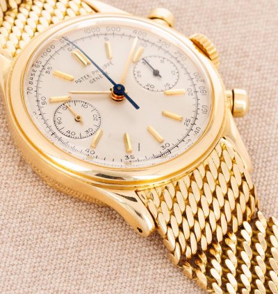 Patek Philippe Chronograph Yellow Gold Tasti Tondi Chronograph Watch Ref 1463 On Gay Freres Bracelet