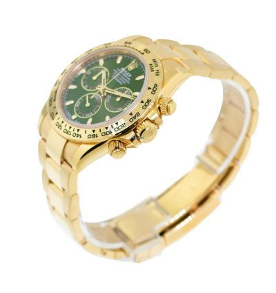 Rolex Daytona 40mm Yellow Gold John Mayer Green Index Dial Gold Bezel 116508