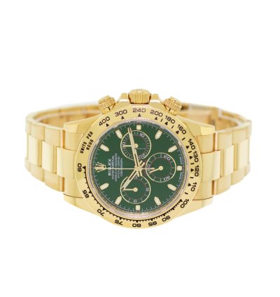 Rolex Daytona 40mm Yellow Gold John Mayer Green Index Dial Gold Bezel 116508