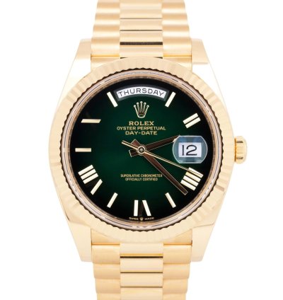 Rolex Day-date 40 2025 Rolex Day-date President 40mm Green Ombre 18k Gold 228238 Box
