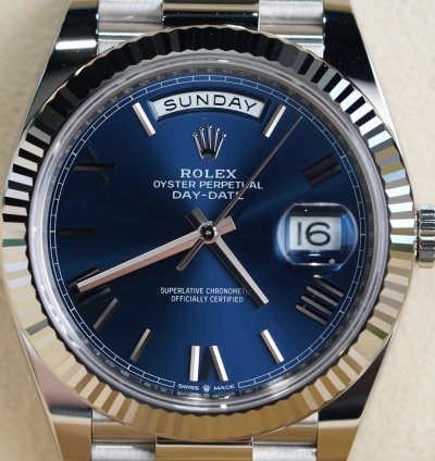 Rolex Day-date 40 2025 Unworn Blue Roman Daydate 18kt White Gold 228238