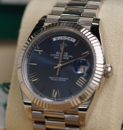 Rolex Day-date 40 2025 Unworn Blue Roman Daydate 18kt White Gold 228238