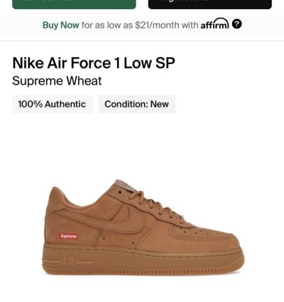 Supreme Wheat Nike Air Force 1 Low