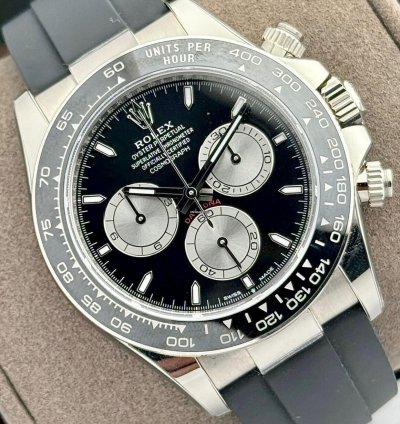 Rolex Daytona Baby La Mans White Gold Cosmograph Black Bezel Black Index Dial