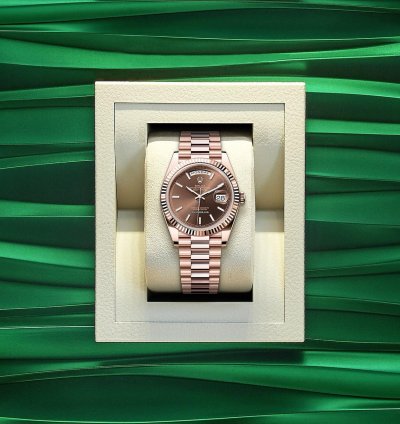 Rolex Day-date 40 2025 Unworn Day-date 40 President Rose Gold Fluted Bezel Chocolate Index Dial