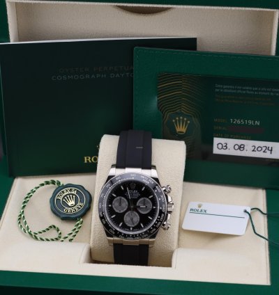 Rolex Daytona Baby Le Mans White Gold Oysterflex Black Dial 126519ln 2024