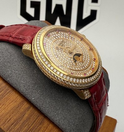 Patek Philippe Complications 4968-400r Rose Gold Pave Diamond Moonphase Ruby 33 3mm Manual