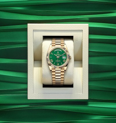 Rolex Day-date 40 2025 Unworn Day-date 40 President Yellow Gold Fluted Bezel Green Roman Numeral Dial
