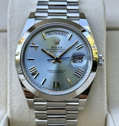 Rolex Day-date 40 228206 Blau Blue Roman 2022 Neu Full Set