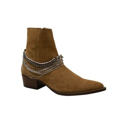 Tan Suede Chain Link Boots Size 45