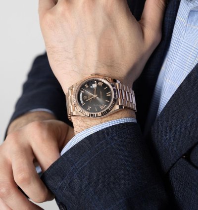 Rolex Day-date 40 228235 18k Rose Gold Black Ombre Roman Dial 40 Mm