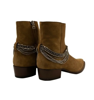 Tan Suede Chain Link Boots Size 46
