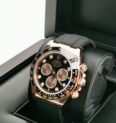Rolex Daytona Basel One 126515ln Black Dial With Diamond Rose Gold Daytona 40mm