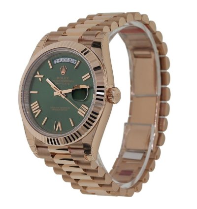 Rolex Day-date 40 228235 18k Rose Gold Olive Green Roman Dial 40 Mm